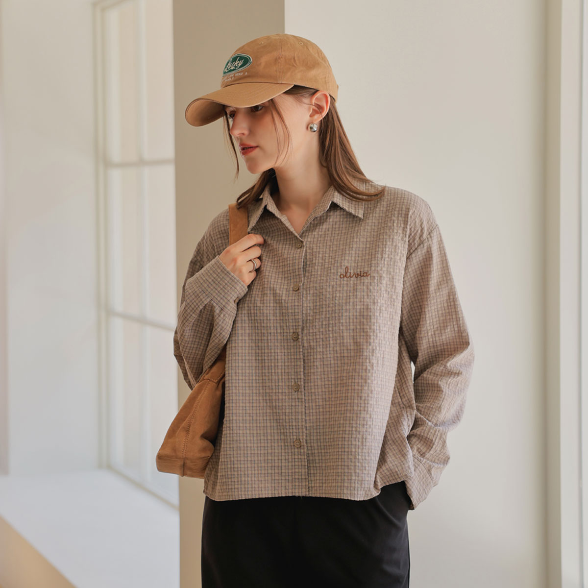 Embroidered check shirt