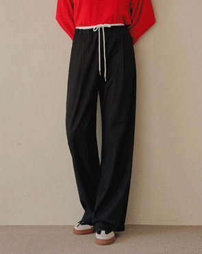 Color combination Stripe banding wide slacks