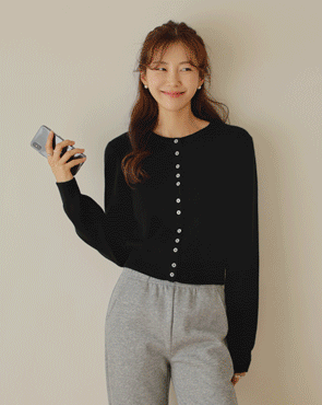 Soft-washed hairy button-down knit