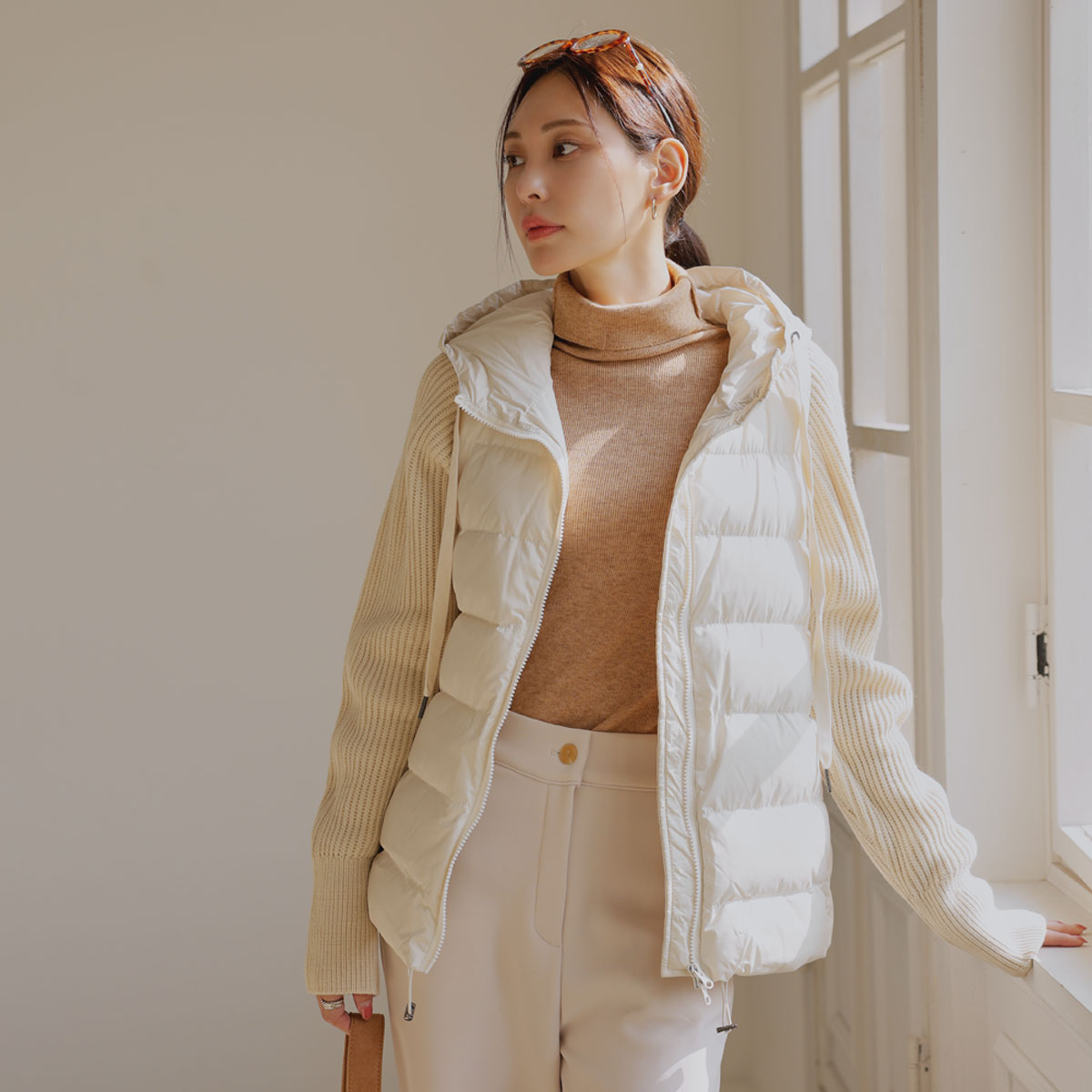 Knit Combi Hood Lightweight Padding