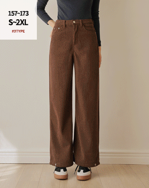 3TYPE Corduroy Snap Button Raised Wide Pants