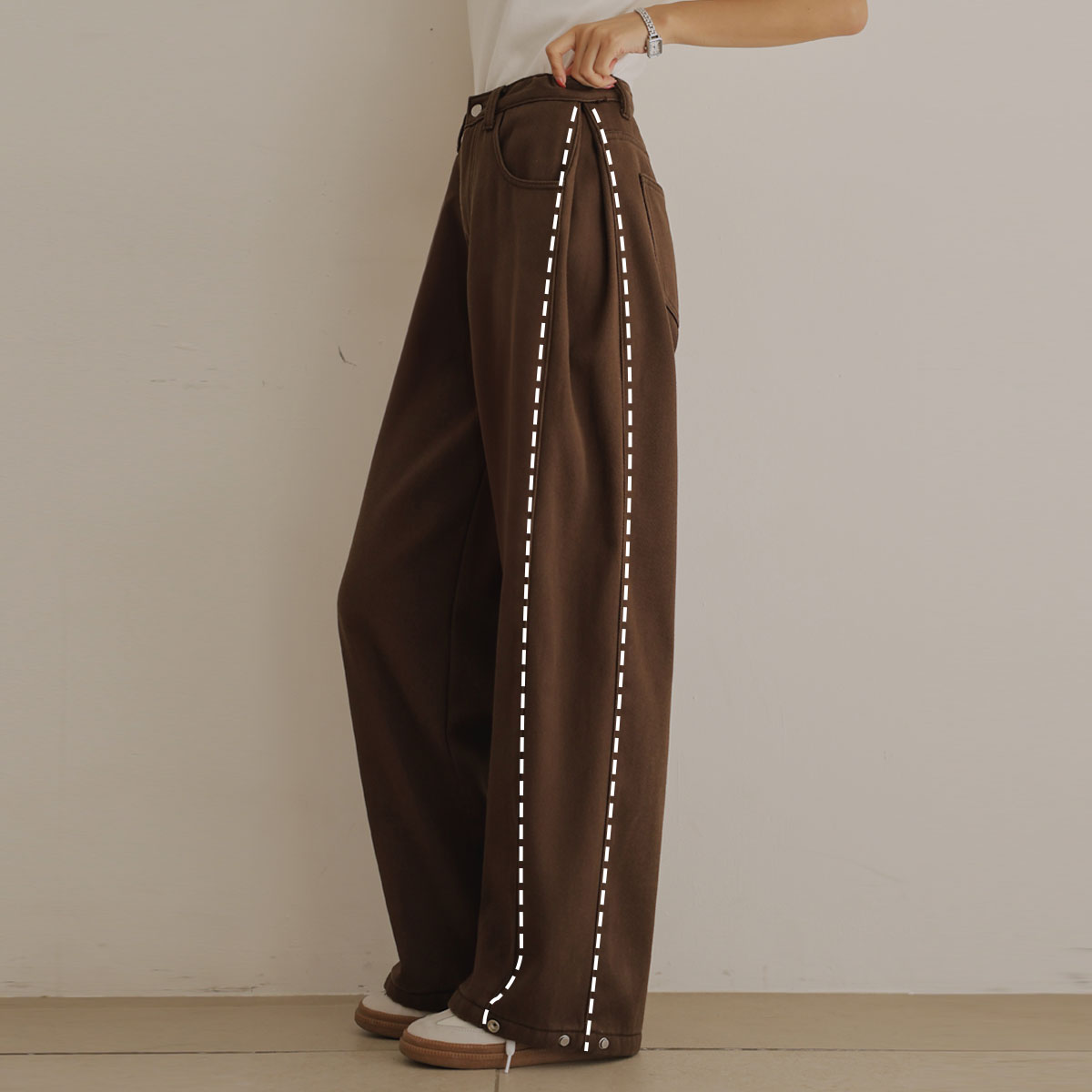 3TYPE Folding Cotton Bonded Fleece Wide Pants