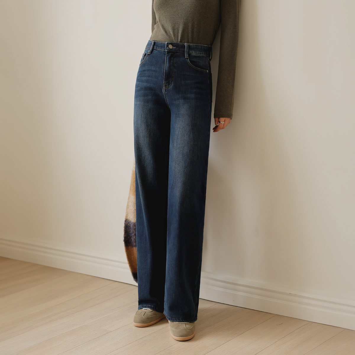 2TYPE Jelly Tension Raised Fleece Wide Denim Pants