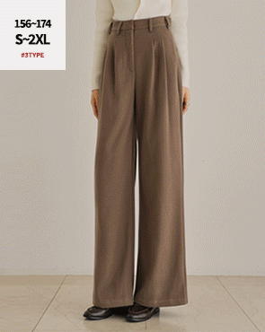 3TYPE Button-adjustable pin-tuck wool slacks