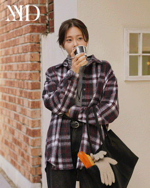 <b>[Made]</b> Fluffy check loose fit shirt