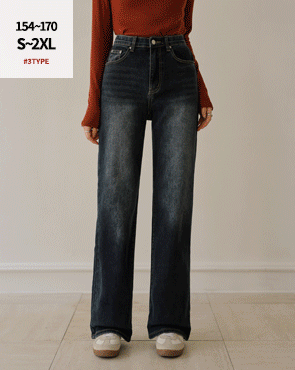 3TYPE Fever Bonded Fleece Wide Denim Pants