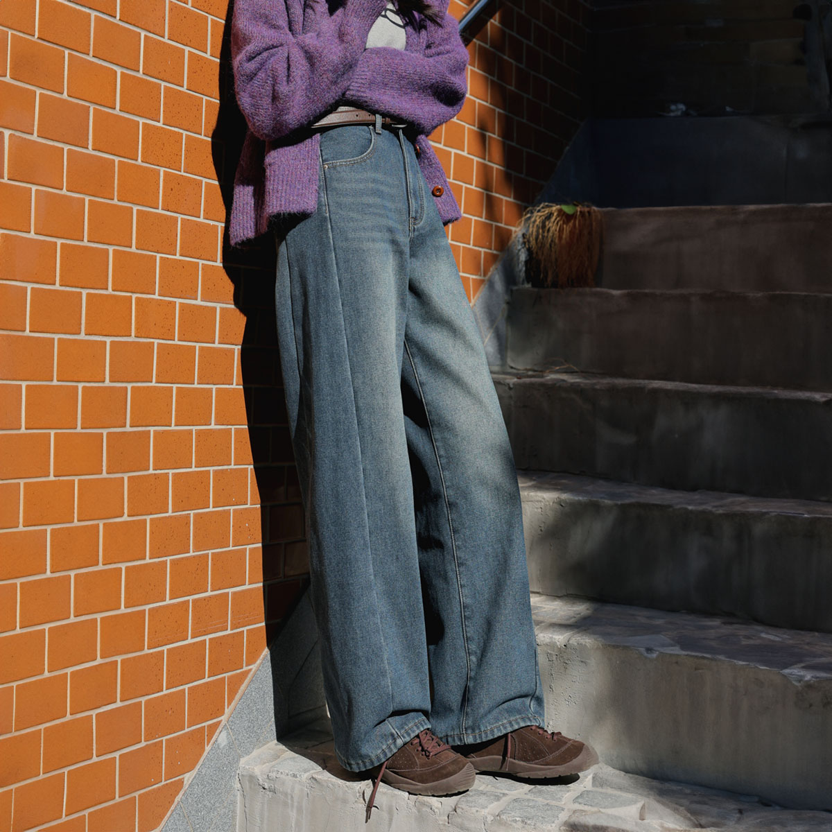 2TYPE side-cut washed bonded fleece pants