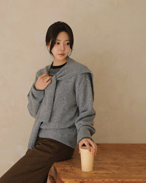 Shawl set-up button knit