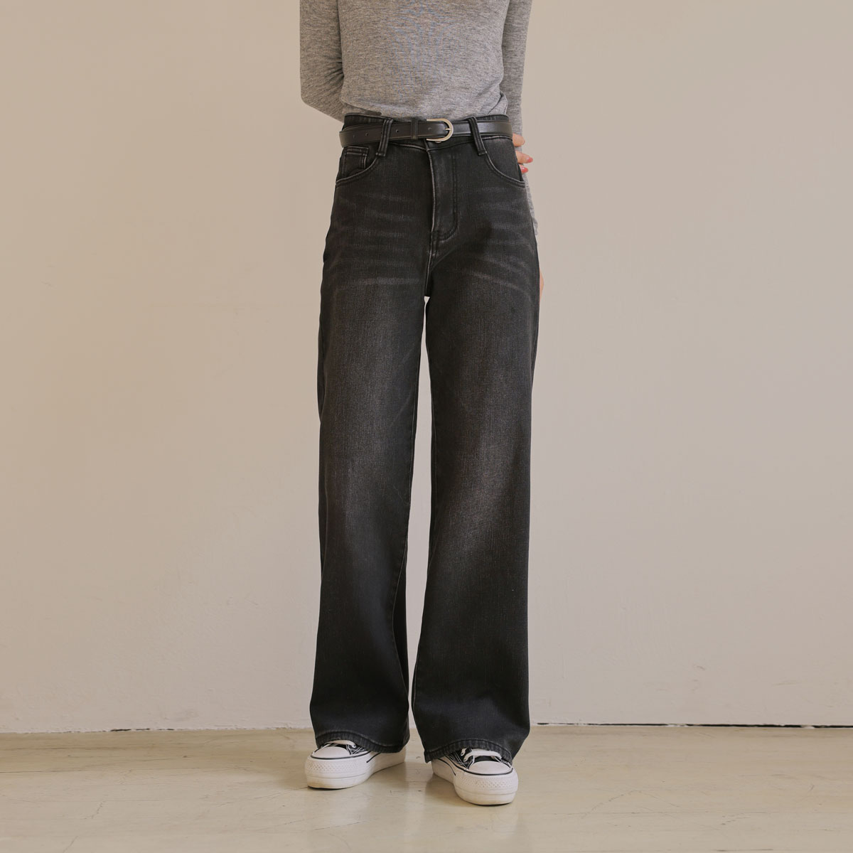 2TYPE Jelly Tension Soft Raised Fleece Wide Denim Pants