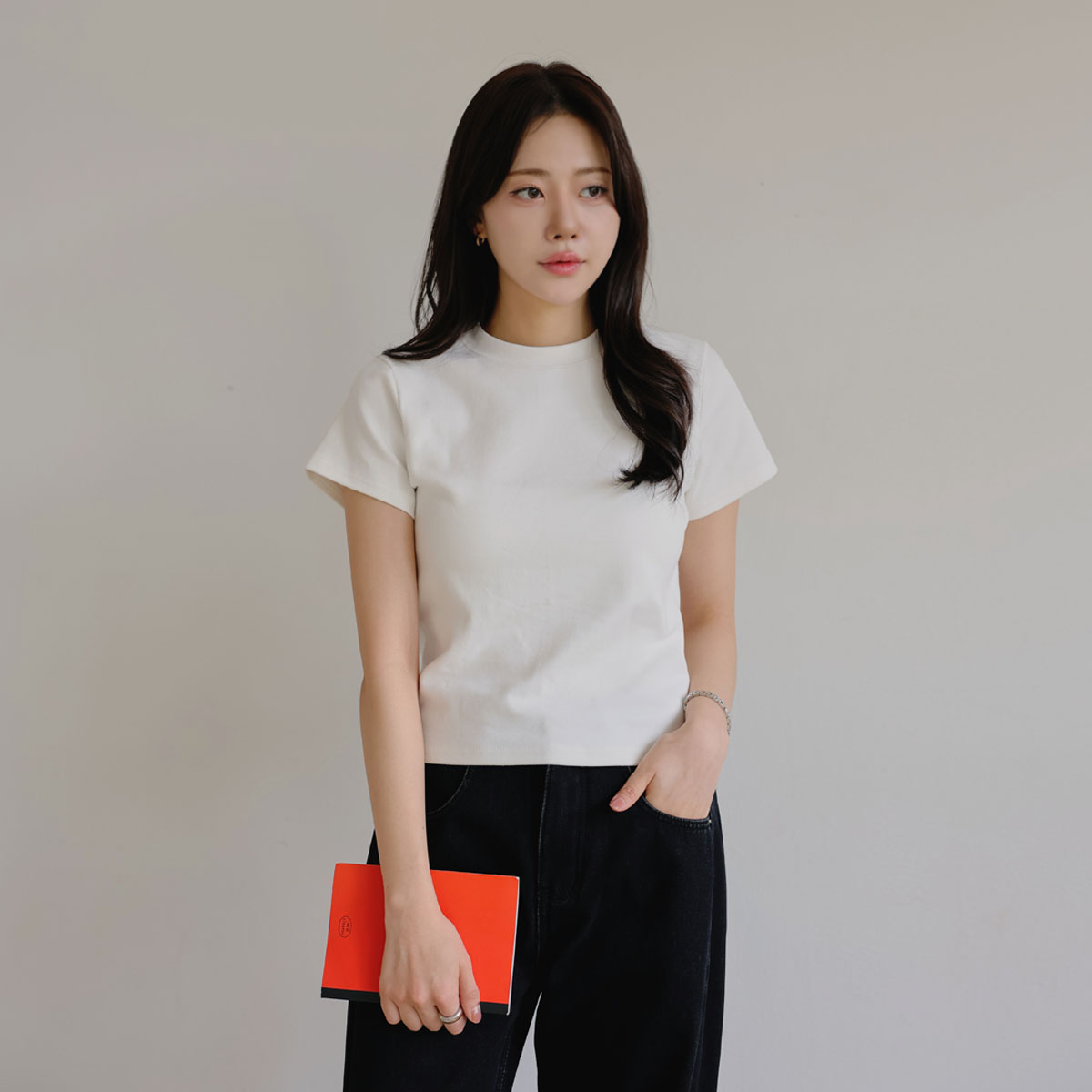 Triangle Label Span Peach Fleece Short Sleeve T-Shirt