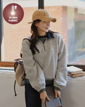 pendant half-zip fleece man-to-man tee