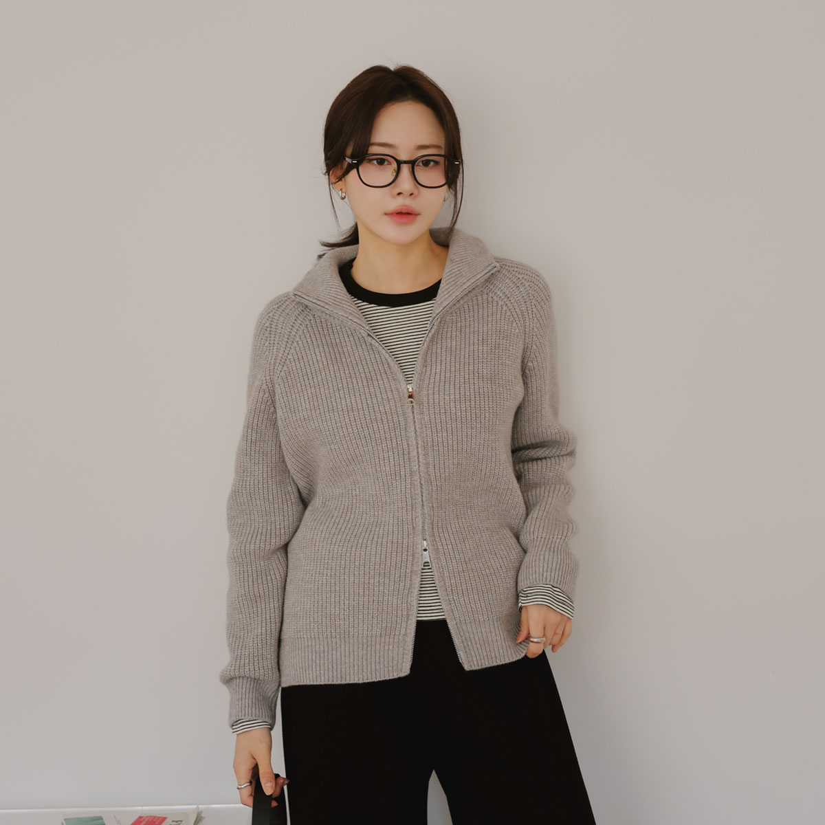 Haji High Neck Zip Knit