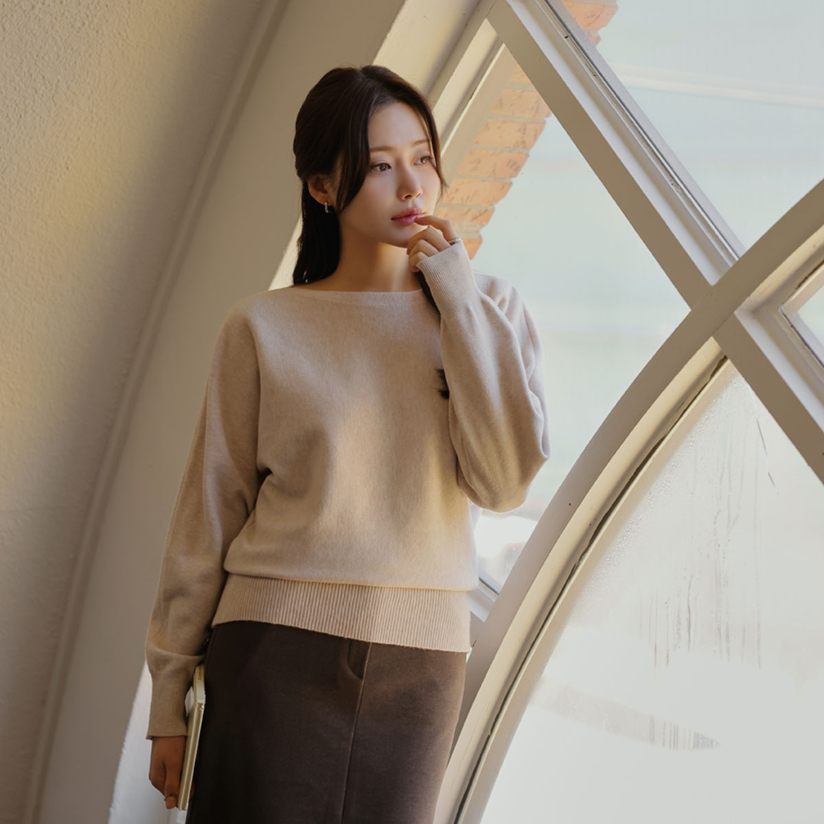 Soft, loose boat neck knit