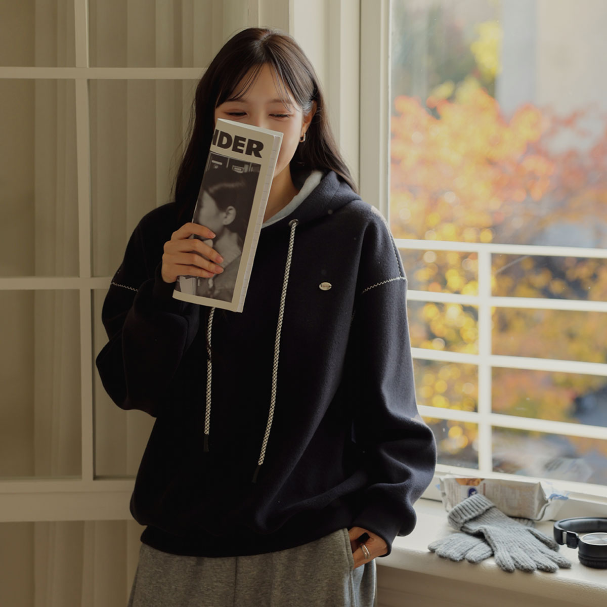 pendant fleece hoodie