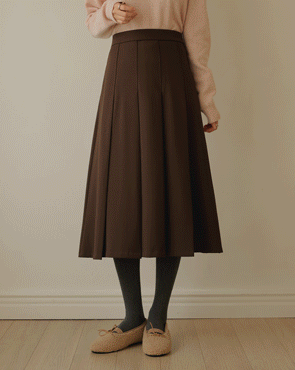 Pleated banding fleece skirt
