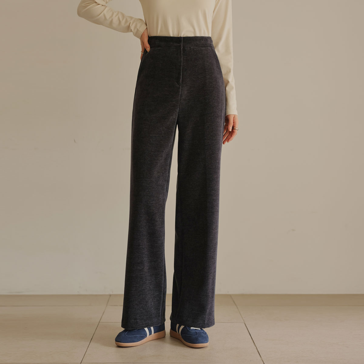 Warm silky corduroy fleece spandex slacks