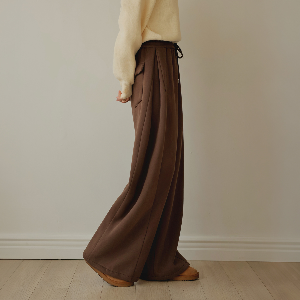 3TYPE side folding bonded fleece banding pants