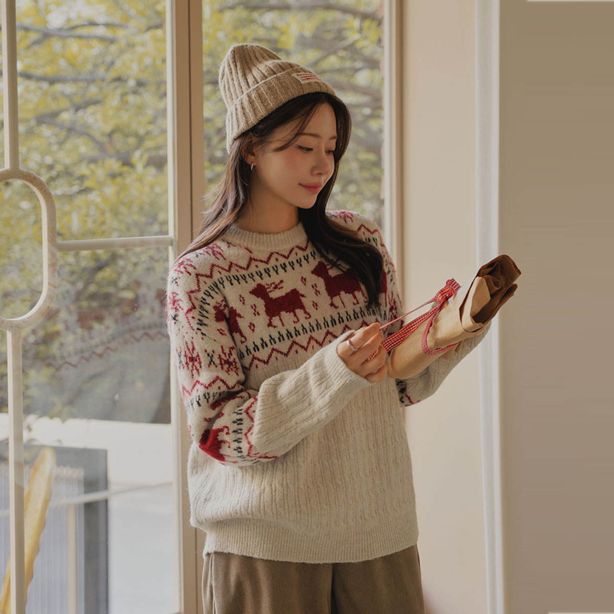 Wool blend Nordic knit (30% wool)