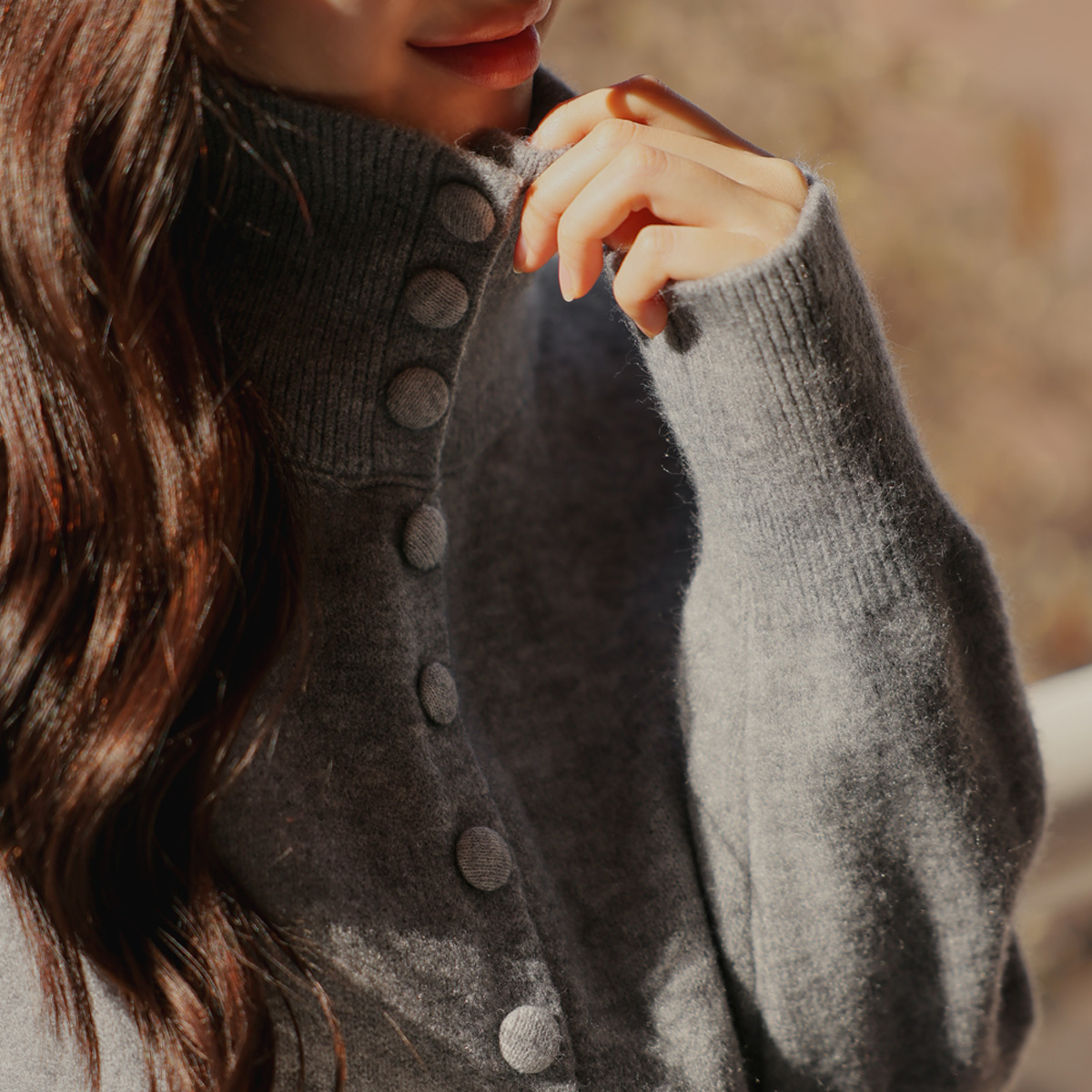 <b>[Limited Quantity SALE]</b> Cotton Candy Button High Neck Cardigan