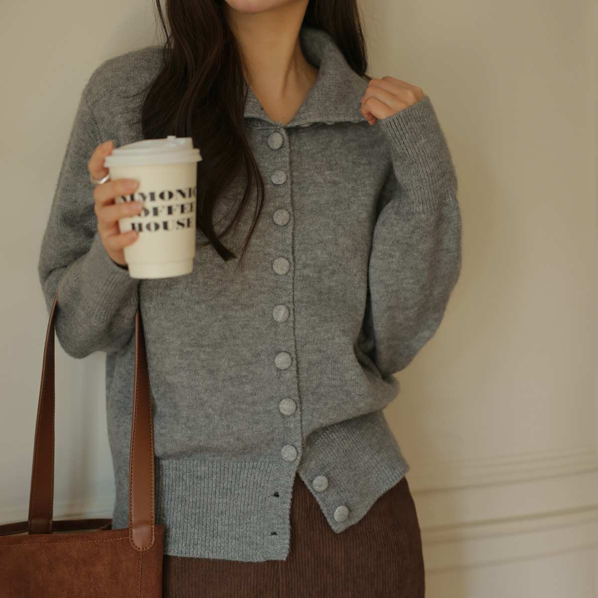 <b>[Limited Quantity SALE]</b> Cotton Candy Button High Neck Cardigan