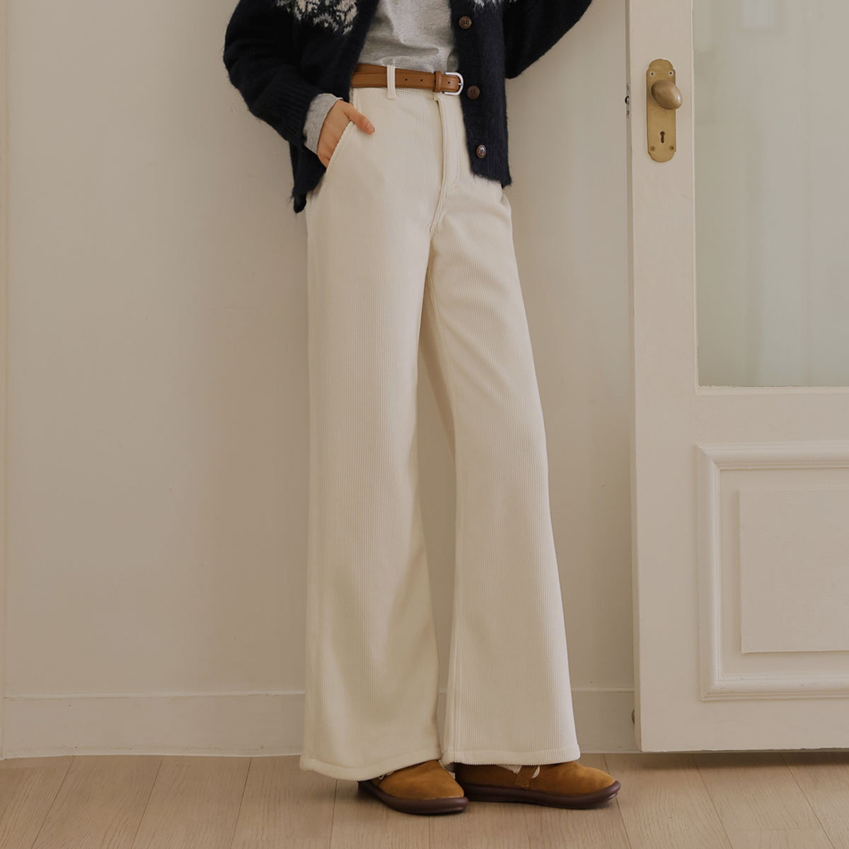 3TYPE Corduroy Raised Fleece Wide Pants