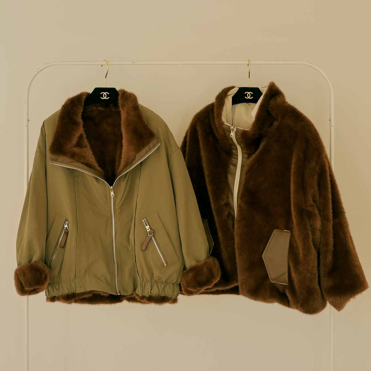 Double-sided fur reversible padding