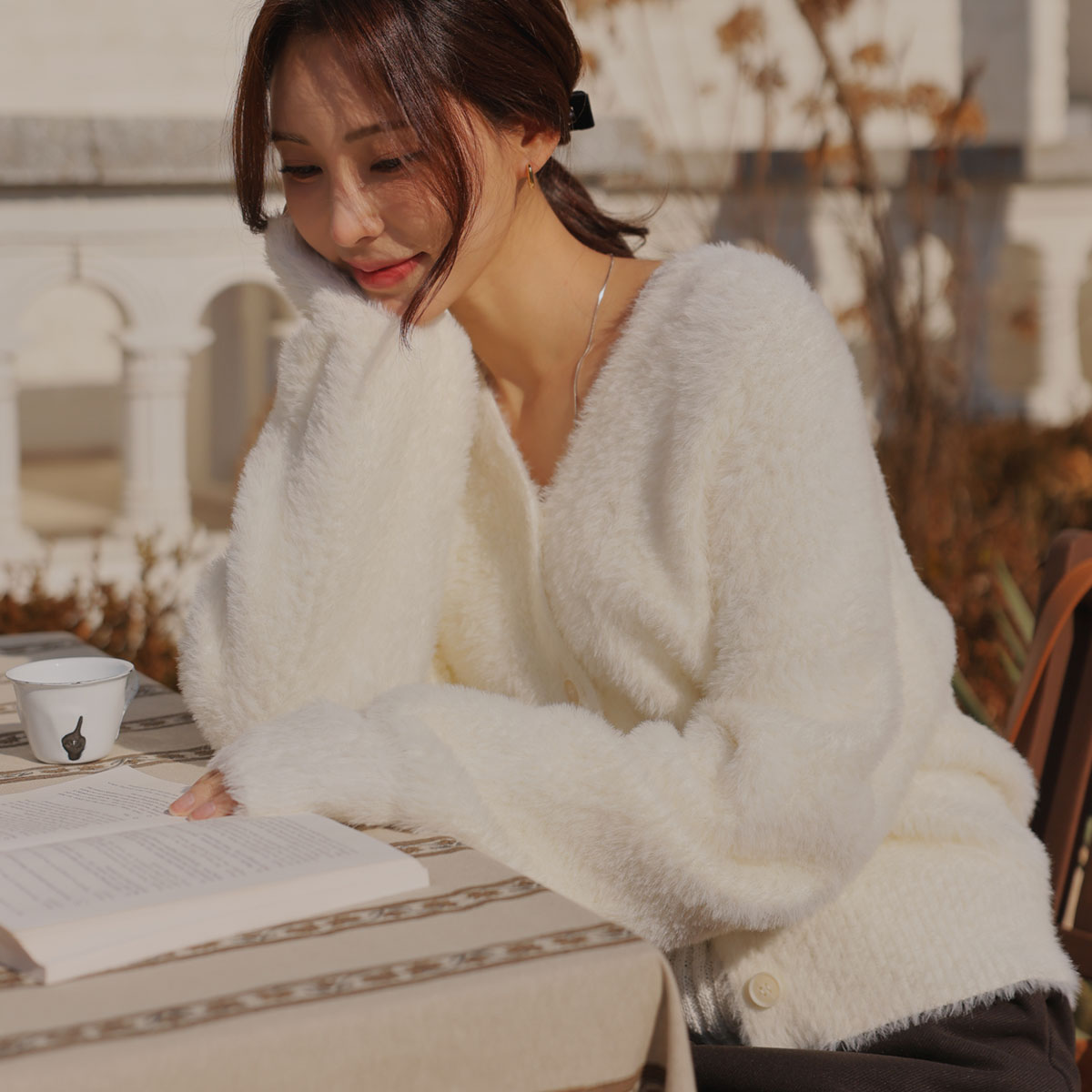 Yeori Angora Fur Cardigan