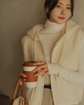 Buckle Pocket Hoodies Zip Up Knit Vest