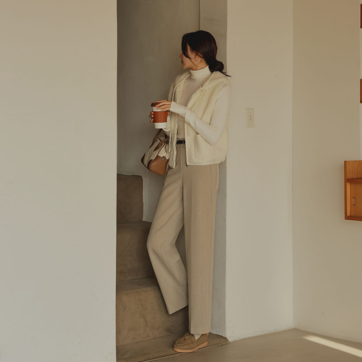 Buckle Pocket Hoodies Zip Up Knit Vest