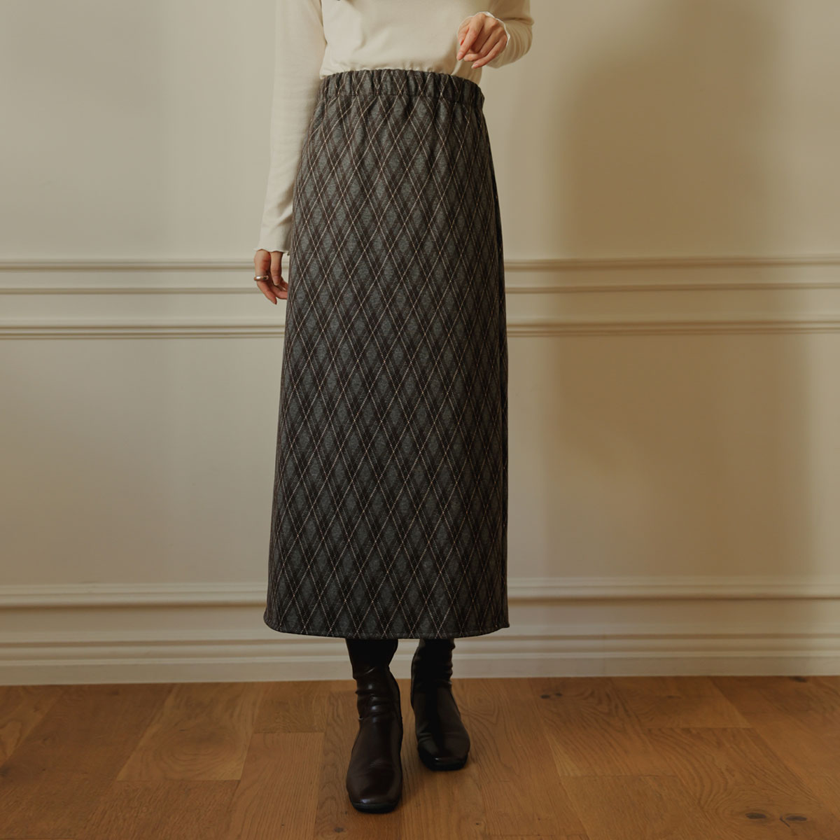 Check mink fur skirt