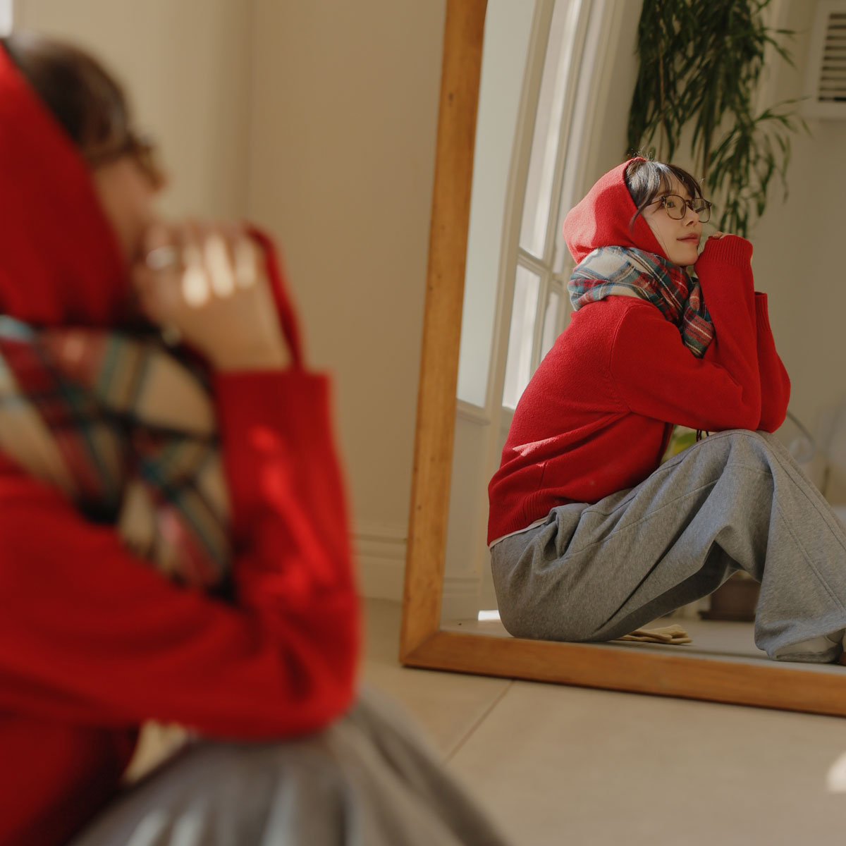 Bread Button Knit Hood