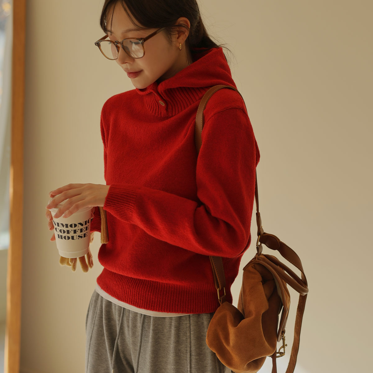 Bread Button Knit Hood