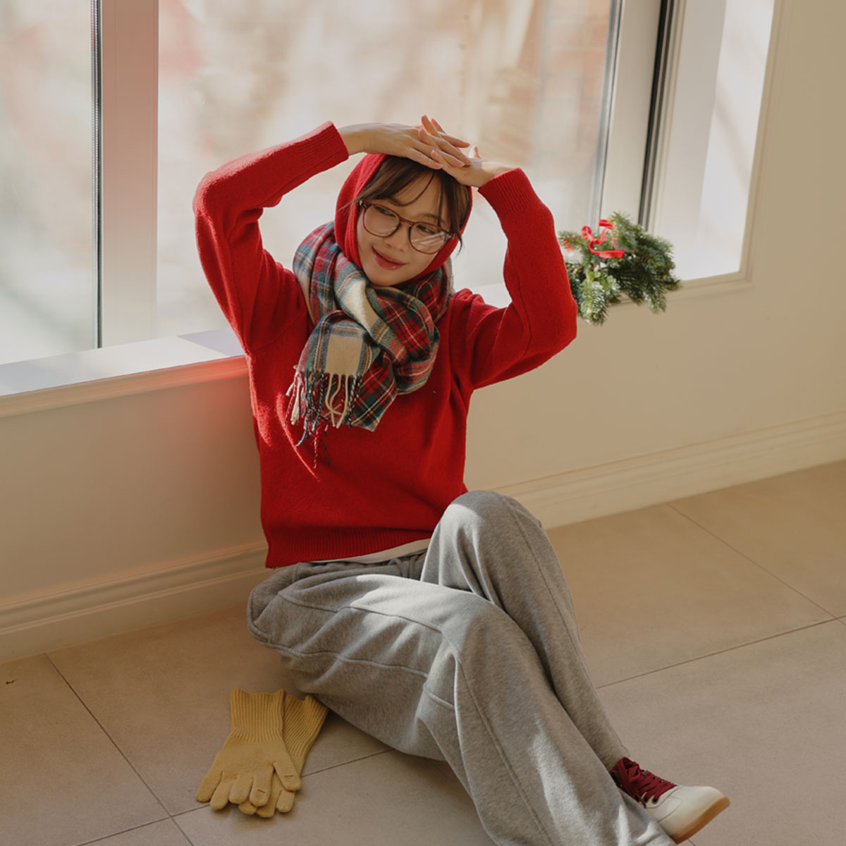 Bread Button Knit Hood