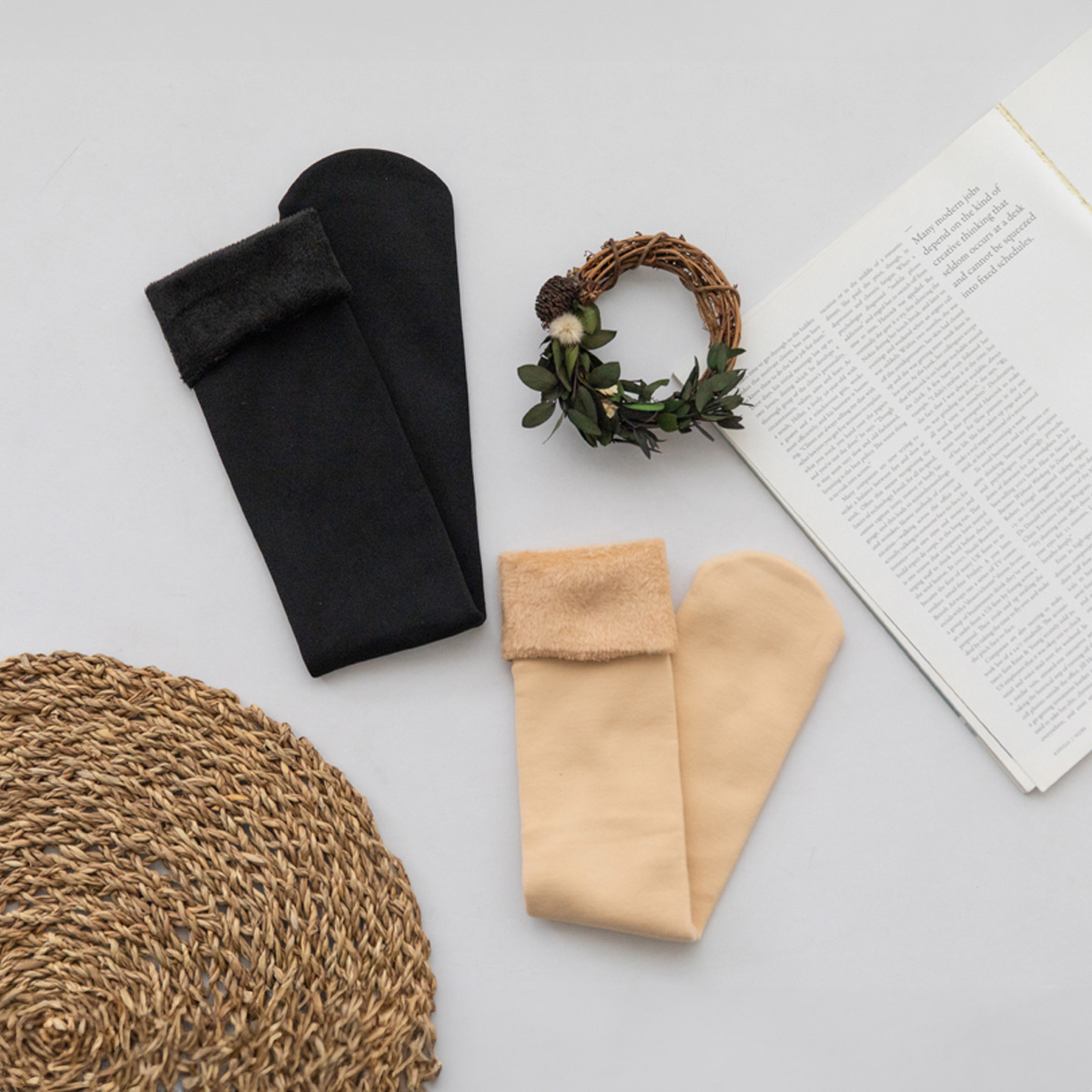 <b>[Limited-time discount]</b> Lined fleece stocking socks (ankle/pantaloon/over-knee socks)