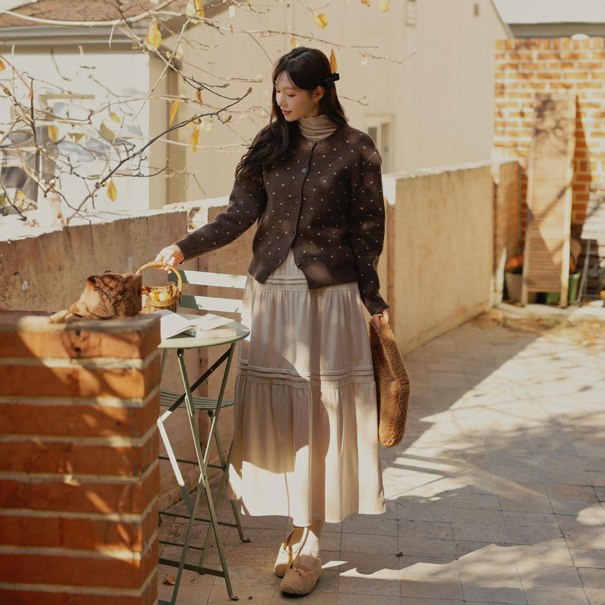 Pintuck banding Cancan mink fleece skirt