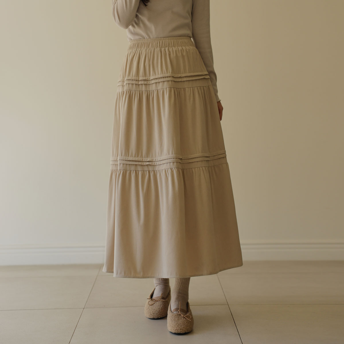 Pintuck banding Cancan mink fleece skirt