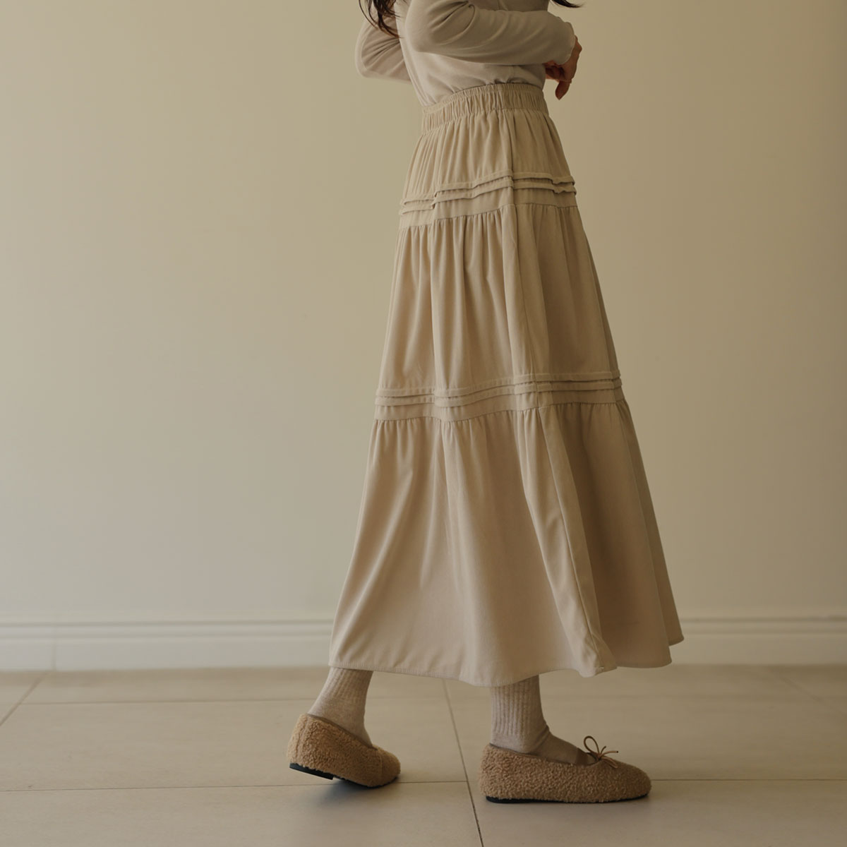 Pintuck banding Cancan mink fleece skirt