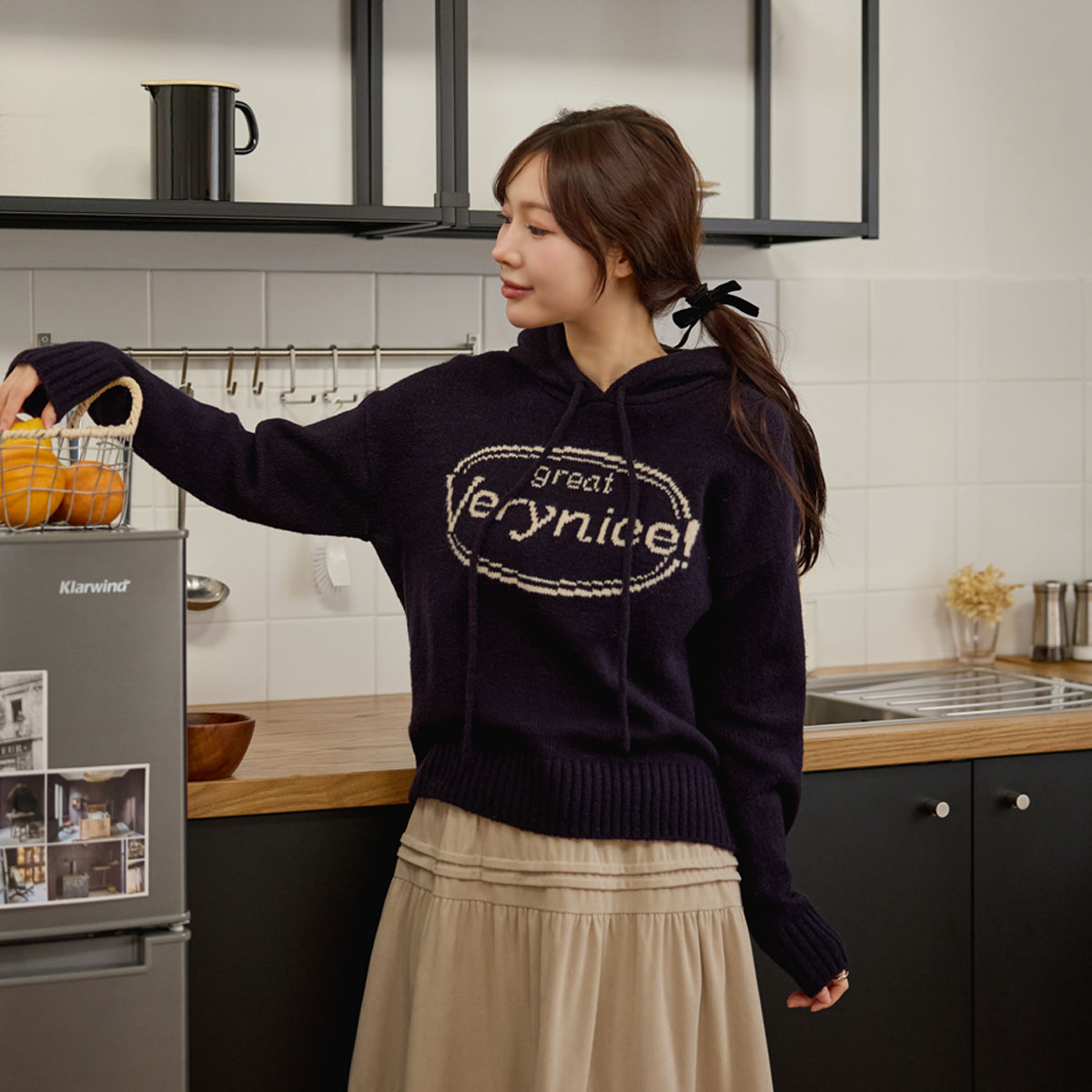 Great Lettering Knit Hood