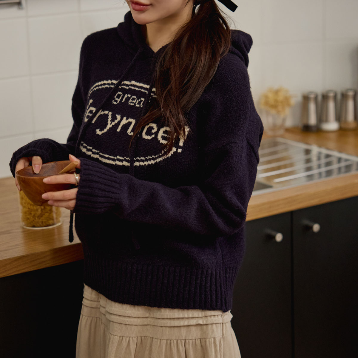 Great Lettering Knit Hood