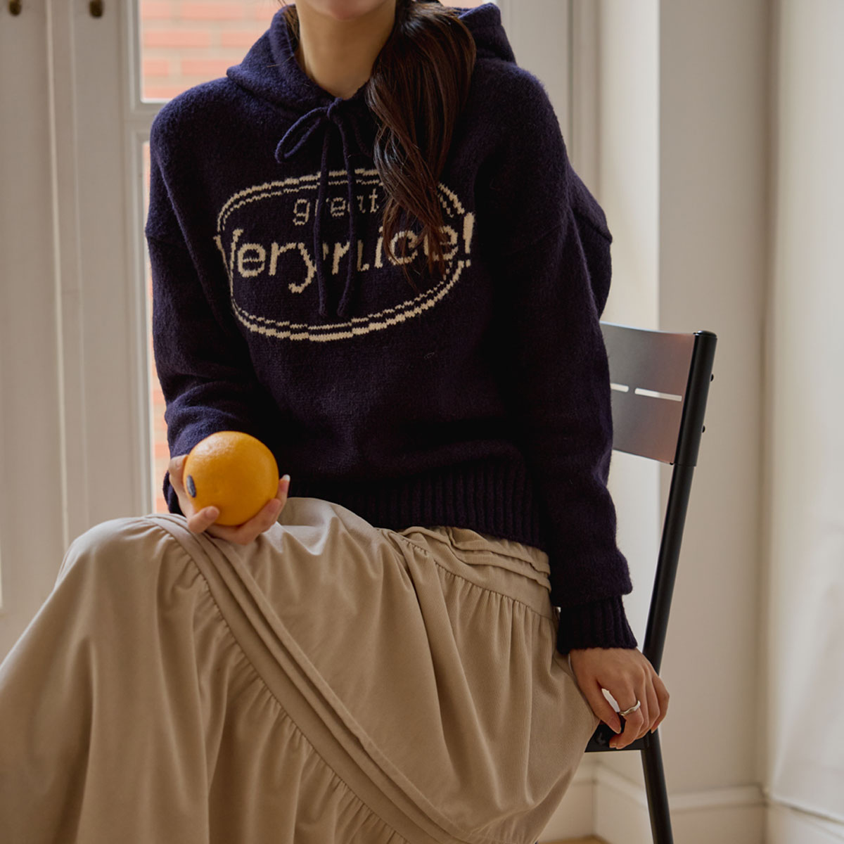 Great Lettering Knit Hood