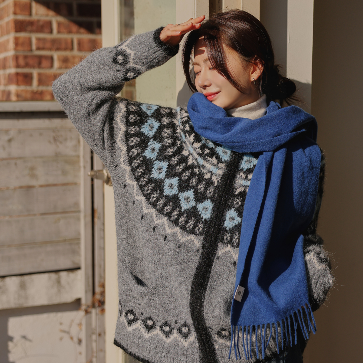 Hairy Nordic Hooded Zip-up Knit