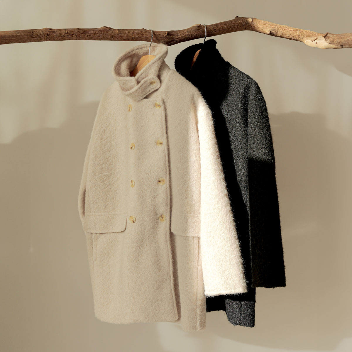 Double-button boucle coat