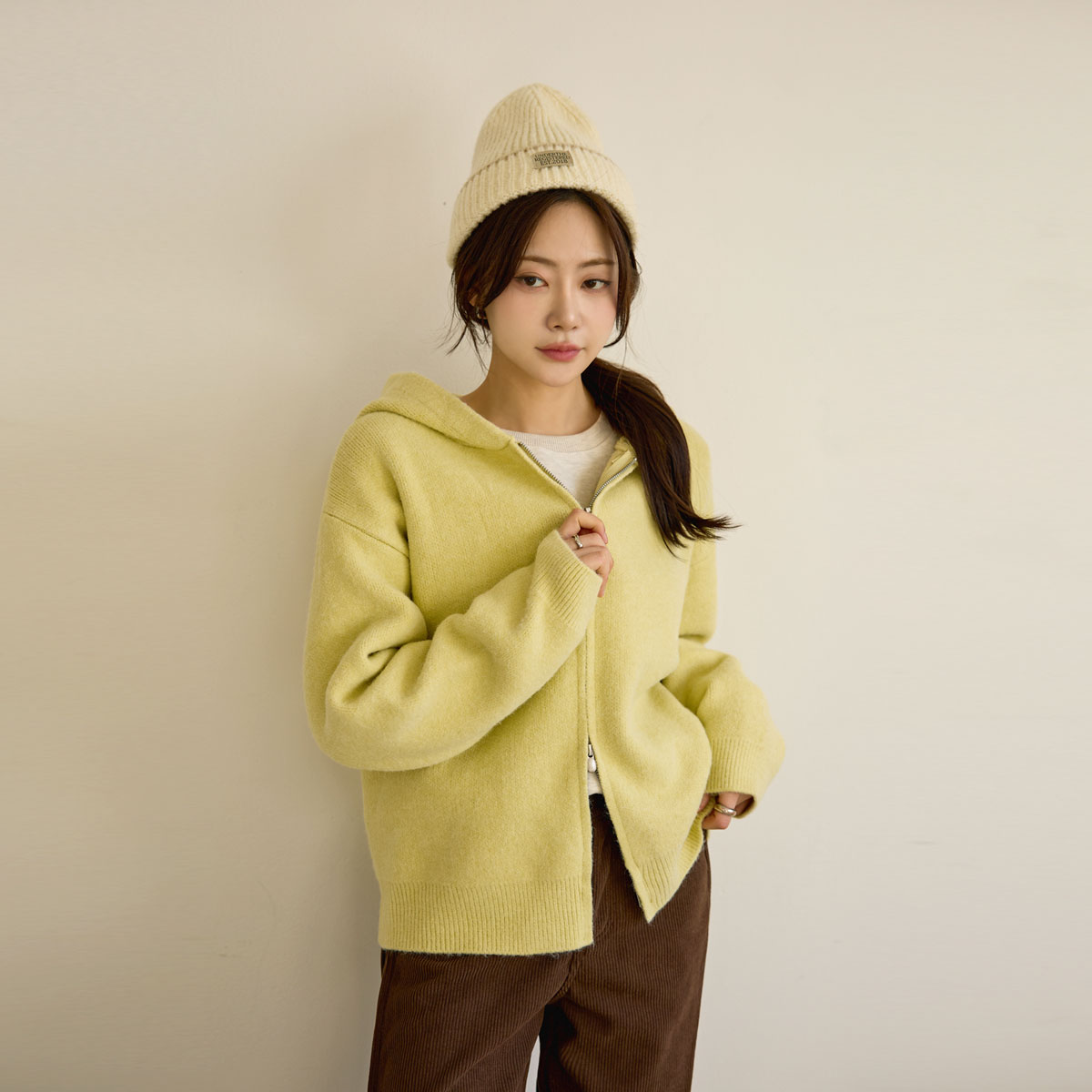 Candy Two Way Hooded Zip-Up Knit