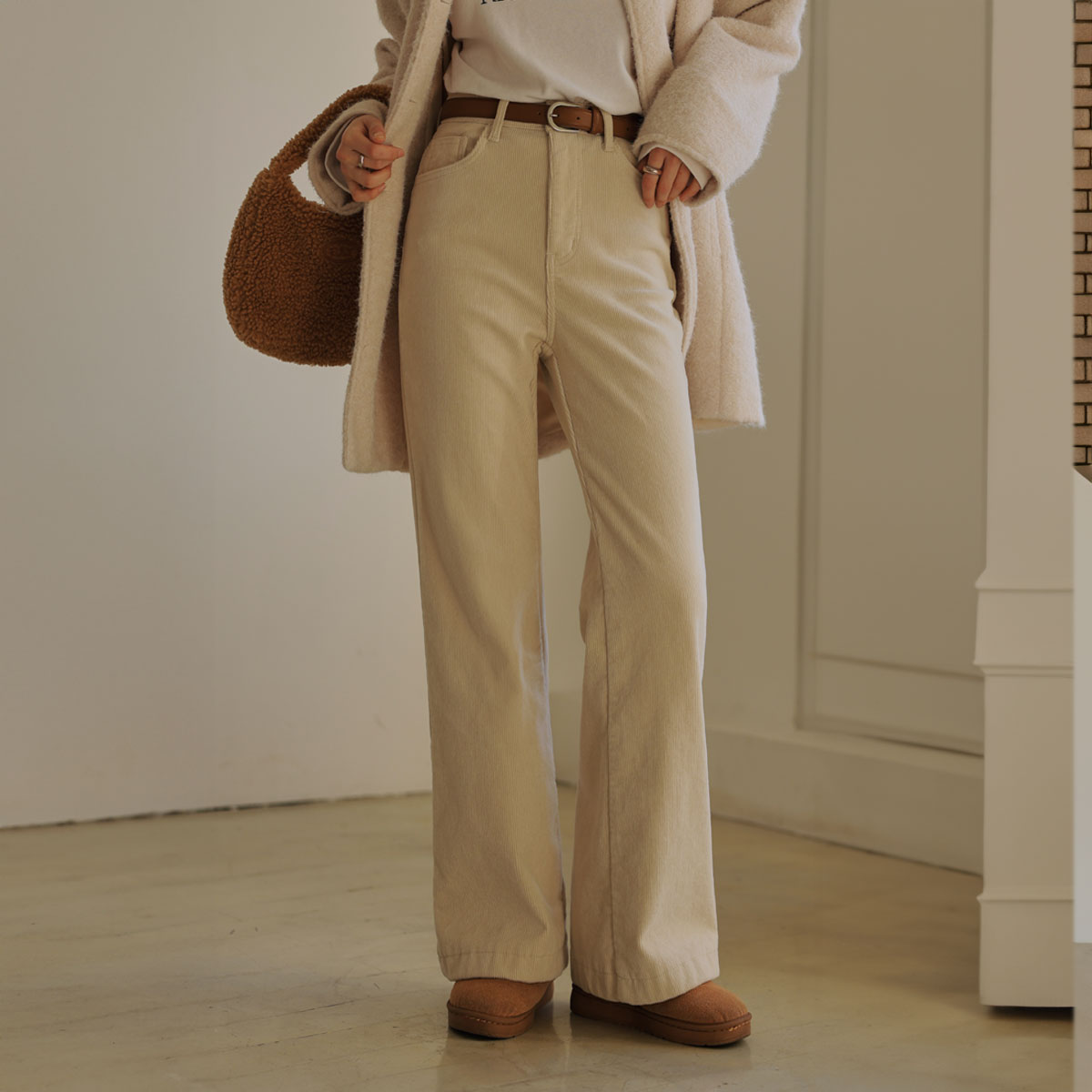 Winterspan mink fur corduroy semi-bootcut