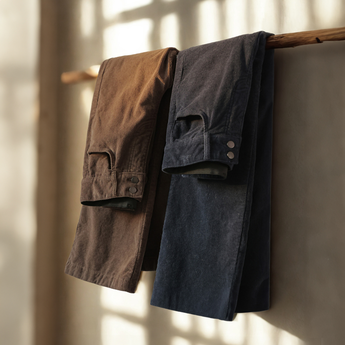 Belly fat cover semi-bootcut corduroy pants