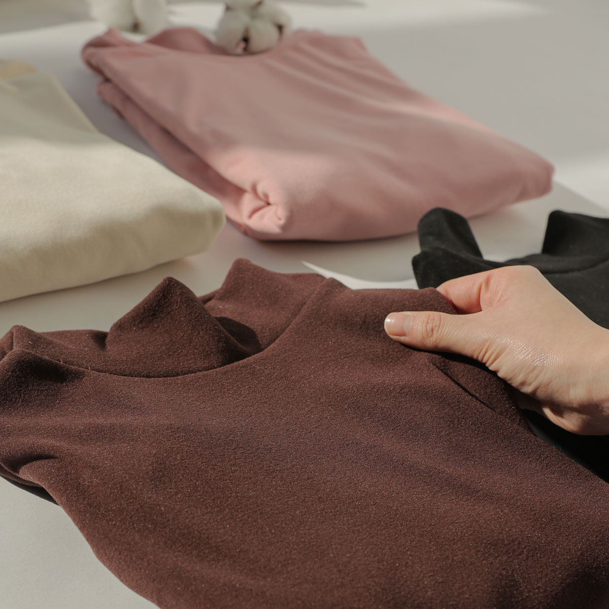 Fleece Touch Loose Half-Mock T-Shirt