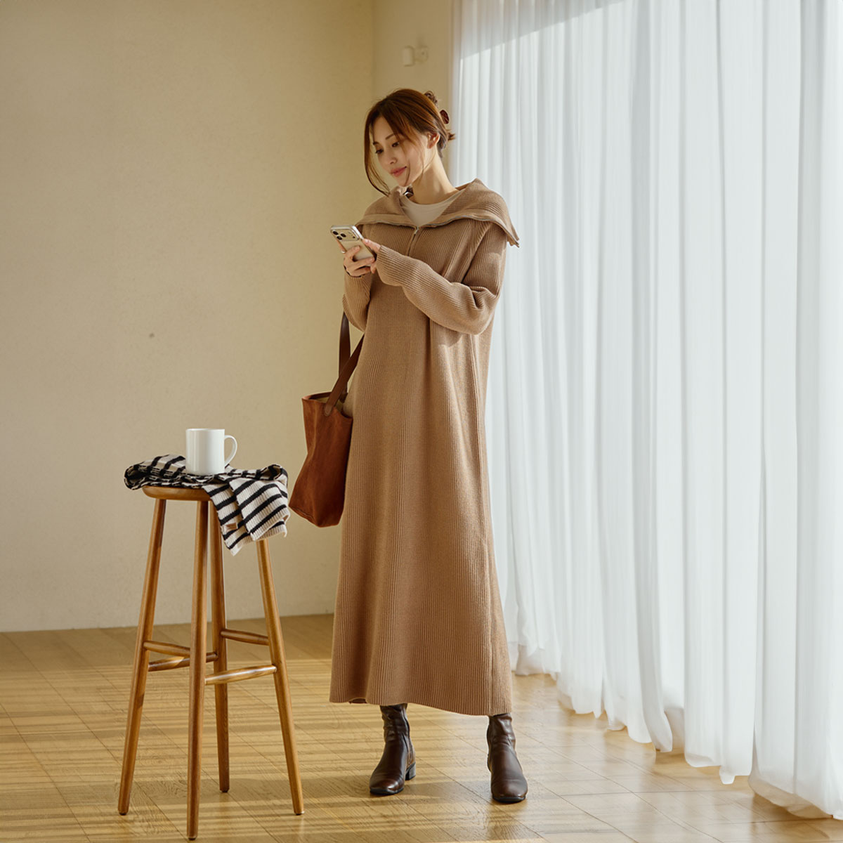 Sailor Half-zip Knit Dress