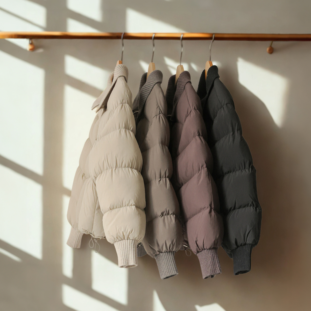 Knit collar layered padding