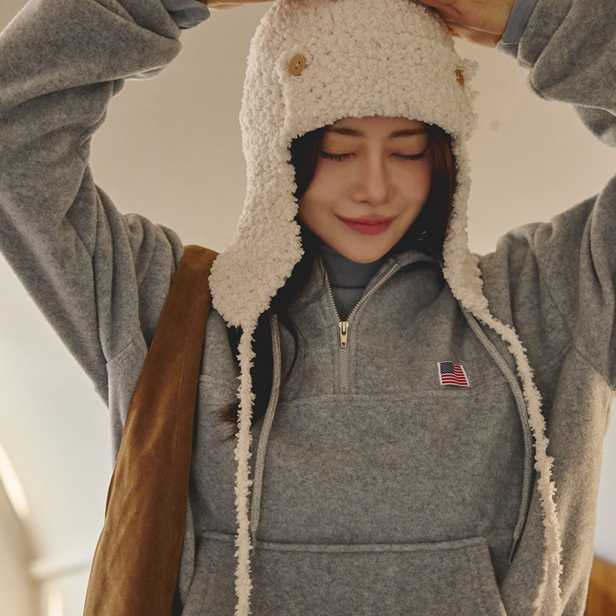 Warm Half Zip-Up Fleece Hoodie