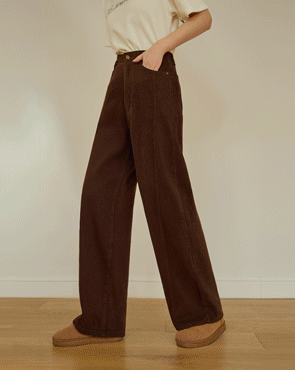 Soft cut-point sheepskin wide pants